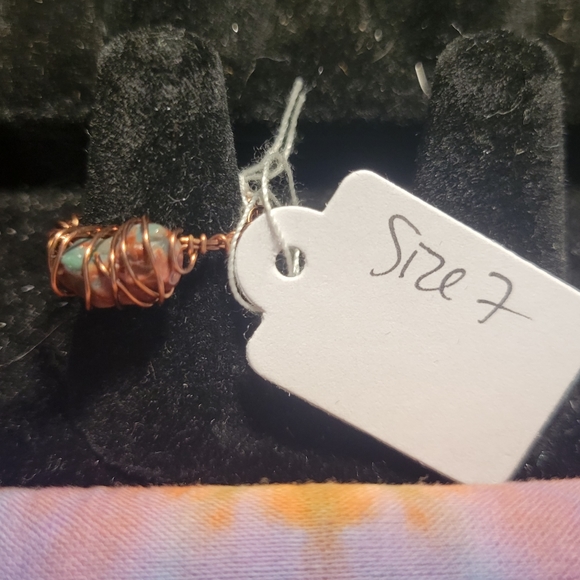 Handmade wire wrapped bloodstone ring size 7 - Picture 2 of 3